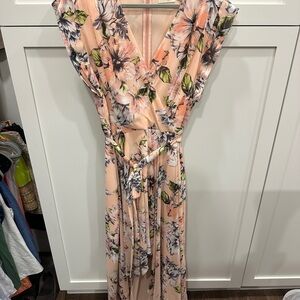 Eliza J Peach Floral Hi-low dress